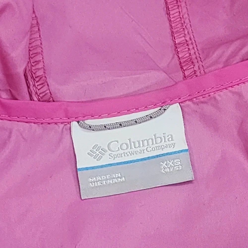 Columbia Windbreaker Jacket Pink Hooded Full Zip Kids XXS 4/5